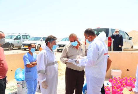 Photo of delivery of hygiene and health parcels provided by ActionAid Palestine to Dora government hospital which is the specialist hospital in providing health care to patients with COVID-19 in Hebron Governorate in the south of West Bank to support health care workers 