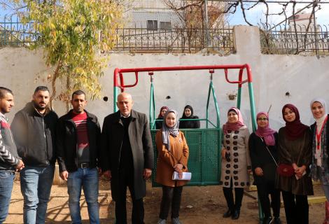 A group of youth in Hebron -West Bank inaugurated one of children games for the use of children with physical disability  in a children center  