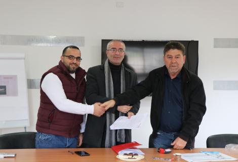 Picture of signing ceremony in ActionAid Palestine office in Hebron in south of West Bank 