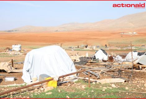 Photo of Palestinian Village that was demolished by Israeli Occupation Forces on 3rd of November ,2020 in the Jordan Valleys -West Bank-Palestine Copy Rights for ActionAid Palestine 2020 