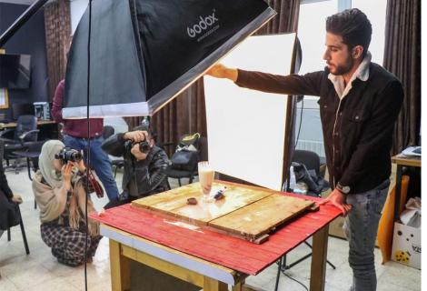 Photo of Mustafa Al- Najjar while he is working on his project in Al-Fawwar Camp in Hebron Governorate in the south of West Bank