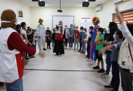 Photo of children in Gaza strip while they were receiving psychological support after Israeli escalation against Gaza Strip in May 2021 
