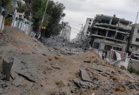صورة لأثر  للدمار  الناجم عن الغارات الإسرائيلية خلال  التصعيد الإسرائيلي على قطاع غزو لعام 2023 