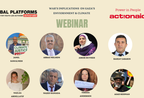 A photo for participants in the webinar on impacts of War against Gaza on Climate and Environment 