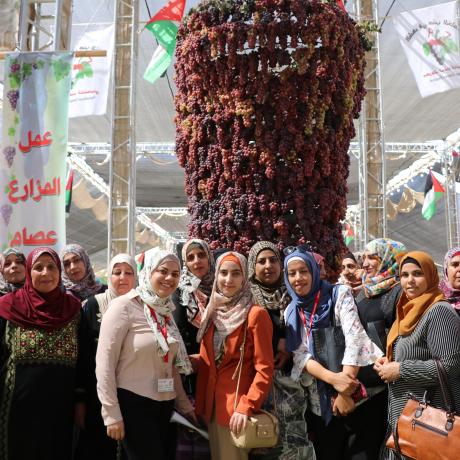 Palestinian Women in the West Bank city of Hebron Celebrate their participation in  Grapes Festival  