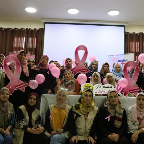 Palestinian women from old city of Hebron benefiting from raising awareness session of  breast cancer  