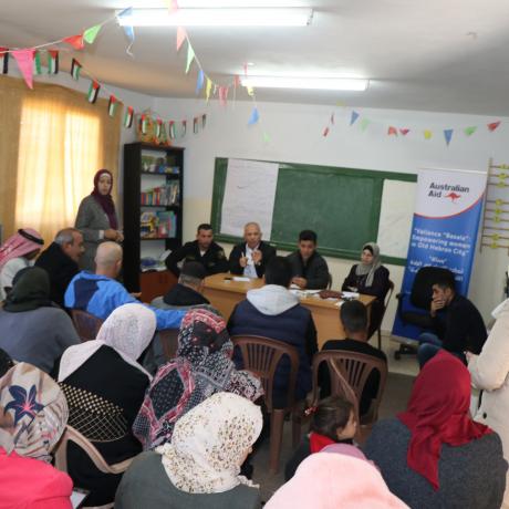 Palestinian Women in the West Bank city of Hebron participate  accountability session targeting  decision makers in the sectors of health  and public transportation