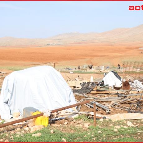Photo of Palestinian Village that was demolished by Israeli Occupation Forces on 3rd of November ,2020 in the Jordan Valleys -West Bank-Palestine Copy Rights for ActionAid Palestine 2020 