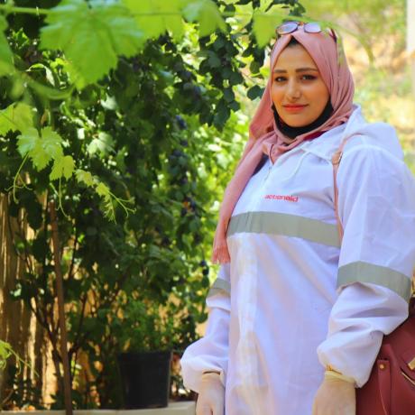Photo of Jenan Sayed Ahmad during her participation in one of the preparedness and response actions implemented by ActionAid Palestine to respond to COVID-19 crisis in Occupied Palestinian Territory -Hebron-West Bank-Palestine- Coy Rights for ActionAid Palestine 2021  