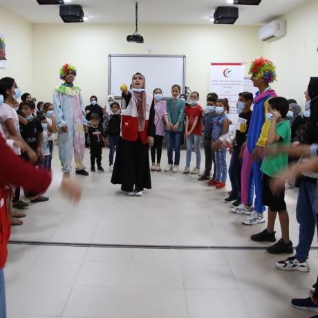 Photo of children in Gaza strip while they were receiving psychological support after Israeli escalation against Gaza Strip in May 2021 