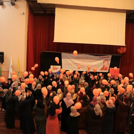 Photo of women from marginalized villages in Hebron Governorate while they were participating in activities of 16 Days of Activism against Gender-Based Violence against women and girls -Hebron- West Bank -Copy Rights for ActionAid Palestine 2021 