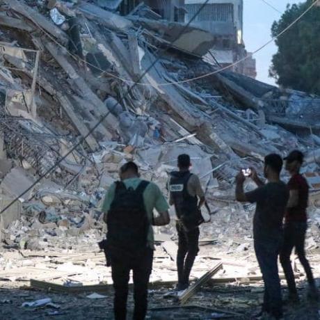 صورة لشركة عين ميديا أثناء التغطية الصحفية خلال التصعيد الإسرائيلية ضد قطاع غزة 2023\2024