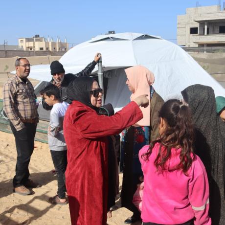 Picture for preparation for installing toilets for displaced women in Rafah during Israeli escalation against Gaza 2023/2024 