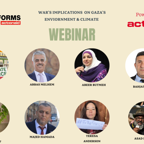 A photo for participants in the webinar on impacts of War against Gaza on Climate and Environment 