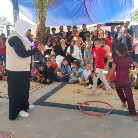 Photo of psychosocial support activities targeting children in shelters in Gaza Strip during war against Gaza 2023/2024 
