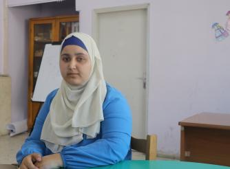 -	Photo  of Lara  who is a young woman entrepreneur who  has a visual disability  and runs a her small enterprise of “ remedial soap” funded by ANCP  in the old city of Hebron in Hebron governorate in the south of West Bank 